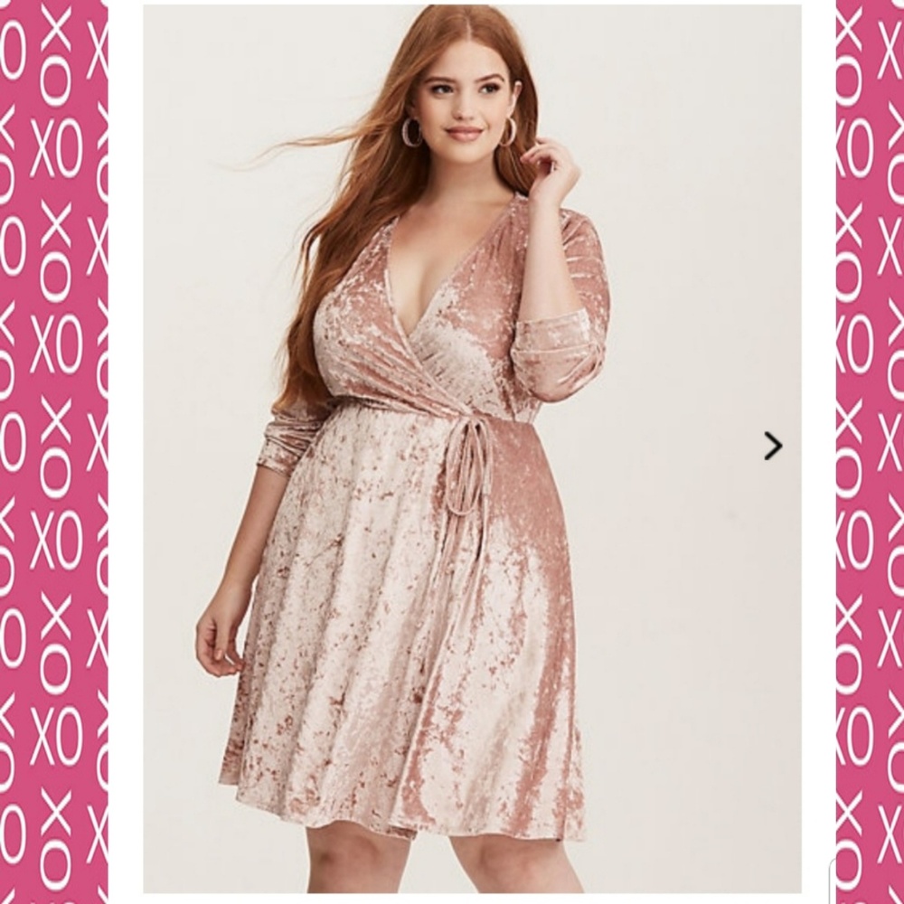Torrid Blush Velvet Wrap Dress